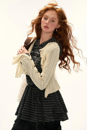 Striped Slimming Long Sleeve Top