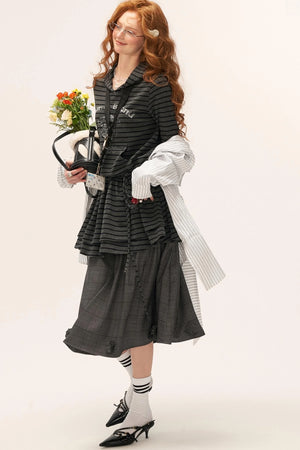 Striped Slimming Long Sleeve Top