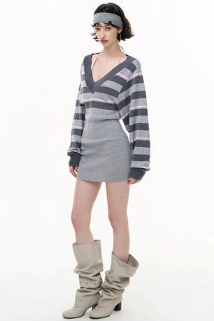 Striped Spliced Autumn Dress