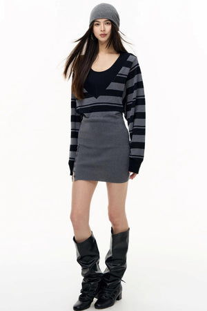 Striped Spliced Autumn Dress