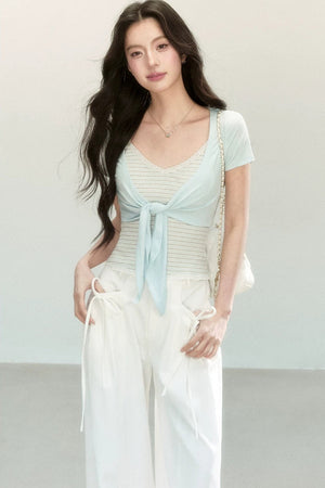 Striped Tencel Knit Camisole Set
