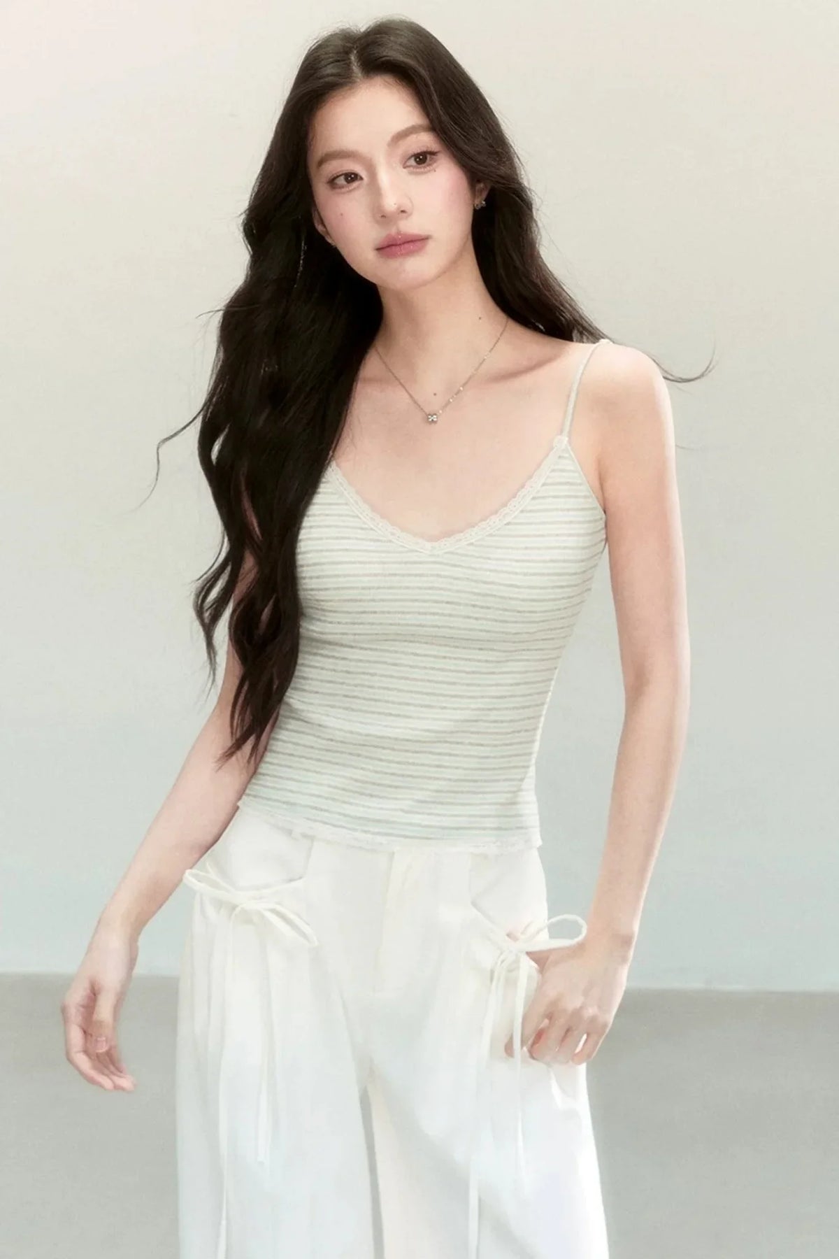 Striped Tencel Knit Camisole Set