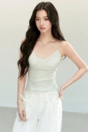 Striped Tencel Knit Camisole Set