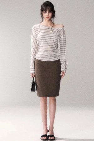 Striped Tencel Off-Shoulder Top