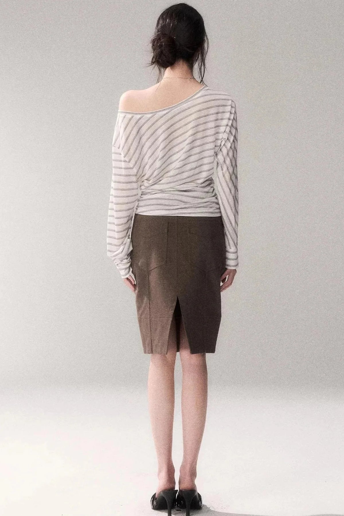 Striped Tencel Off-Shoulder Top