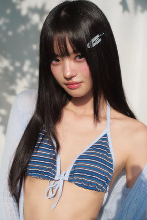 Striped Tie-Side Triangle Bikini Set