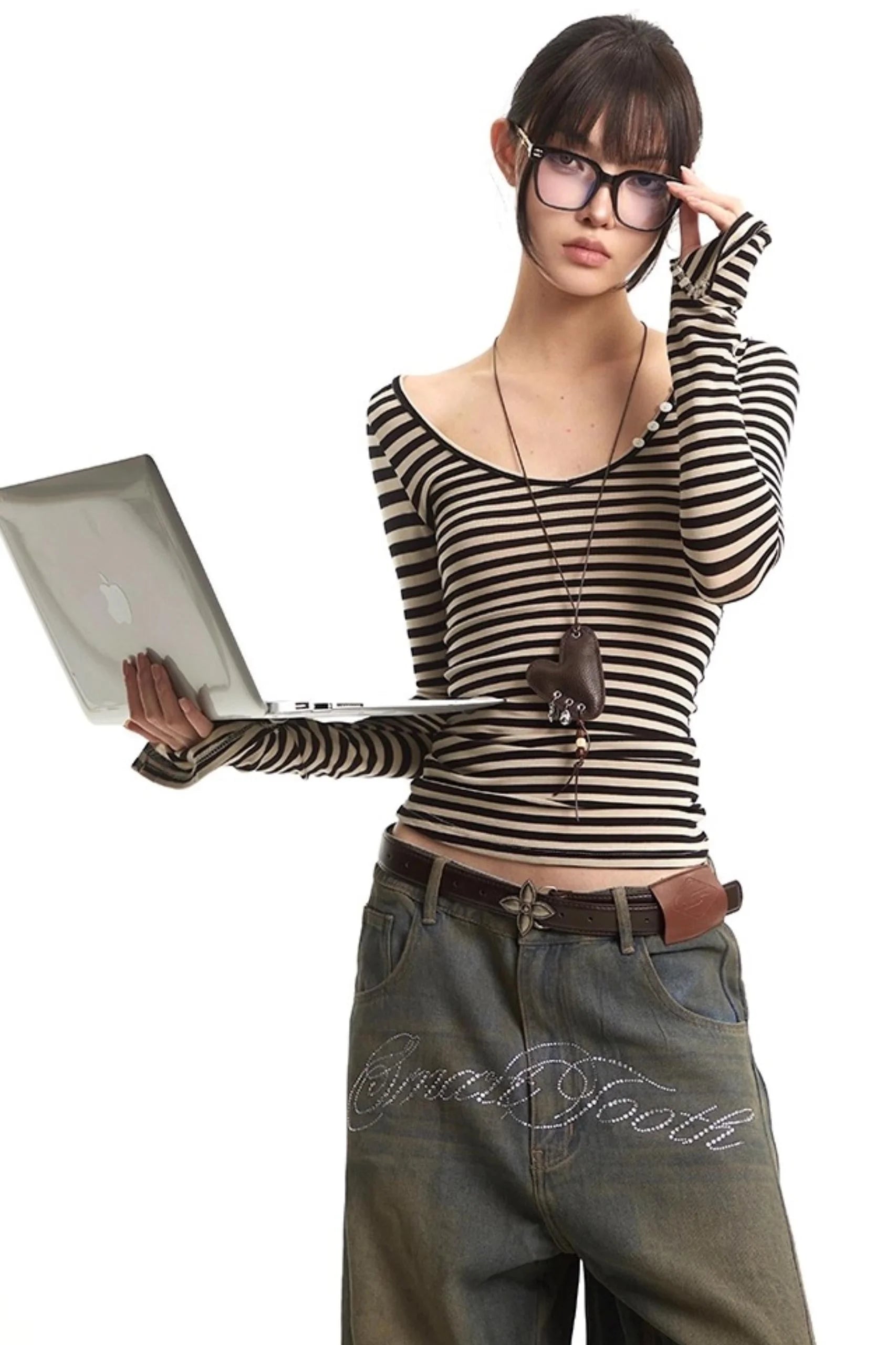 Striped V-Neck Tee