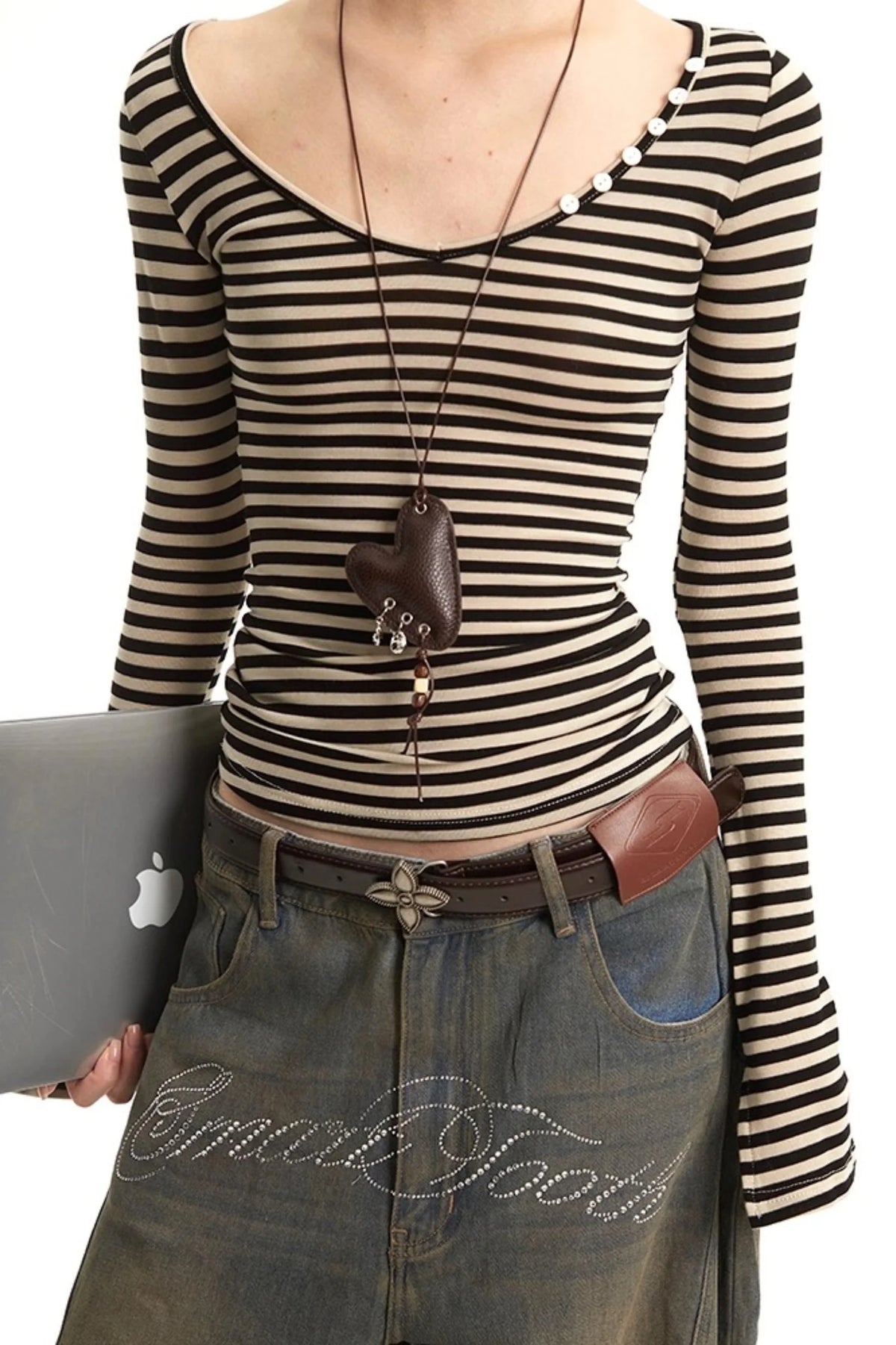 Striped V-Neck Tee