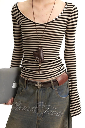 Striped V-Neck Tee