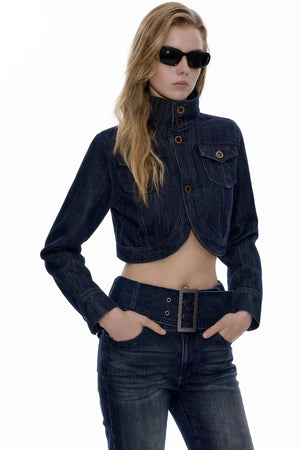 Structural Silhouette Short Denim Jacket