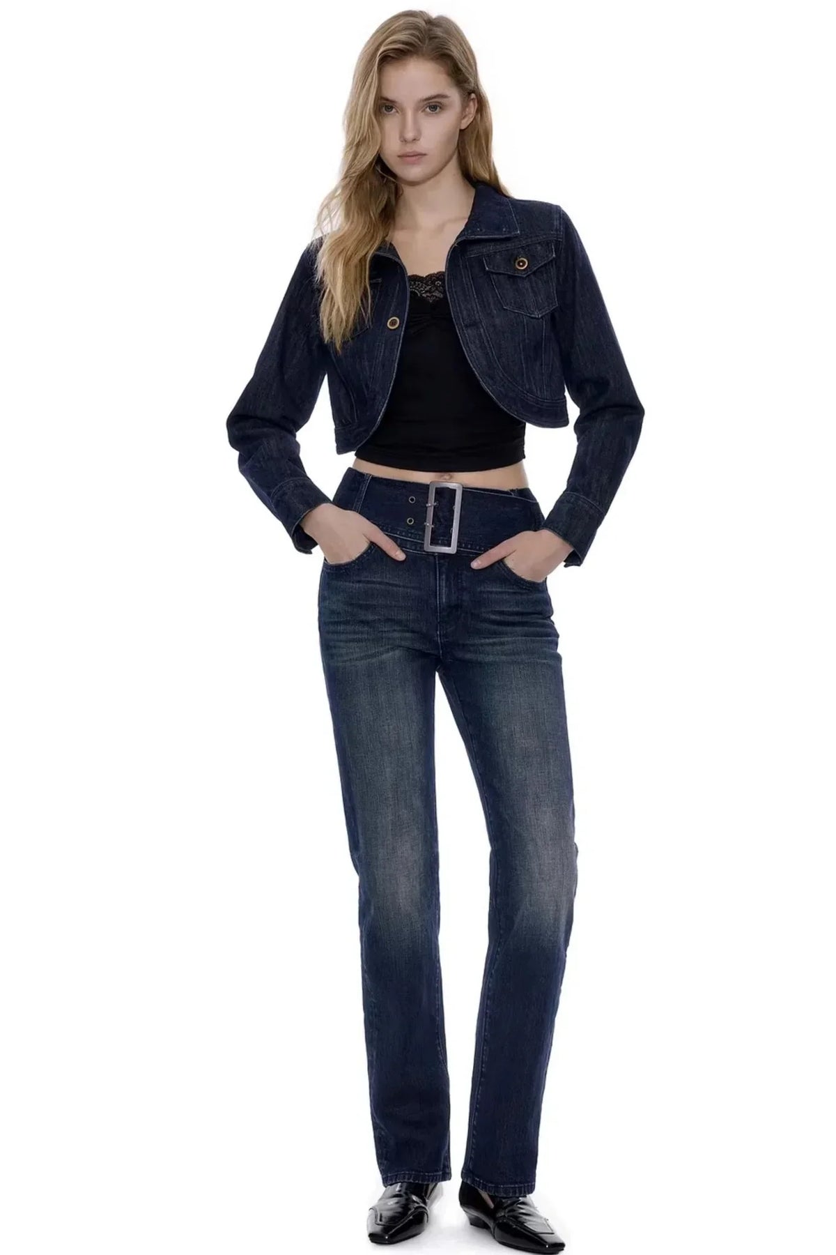 Structural Silhouette Short Denim Jacket