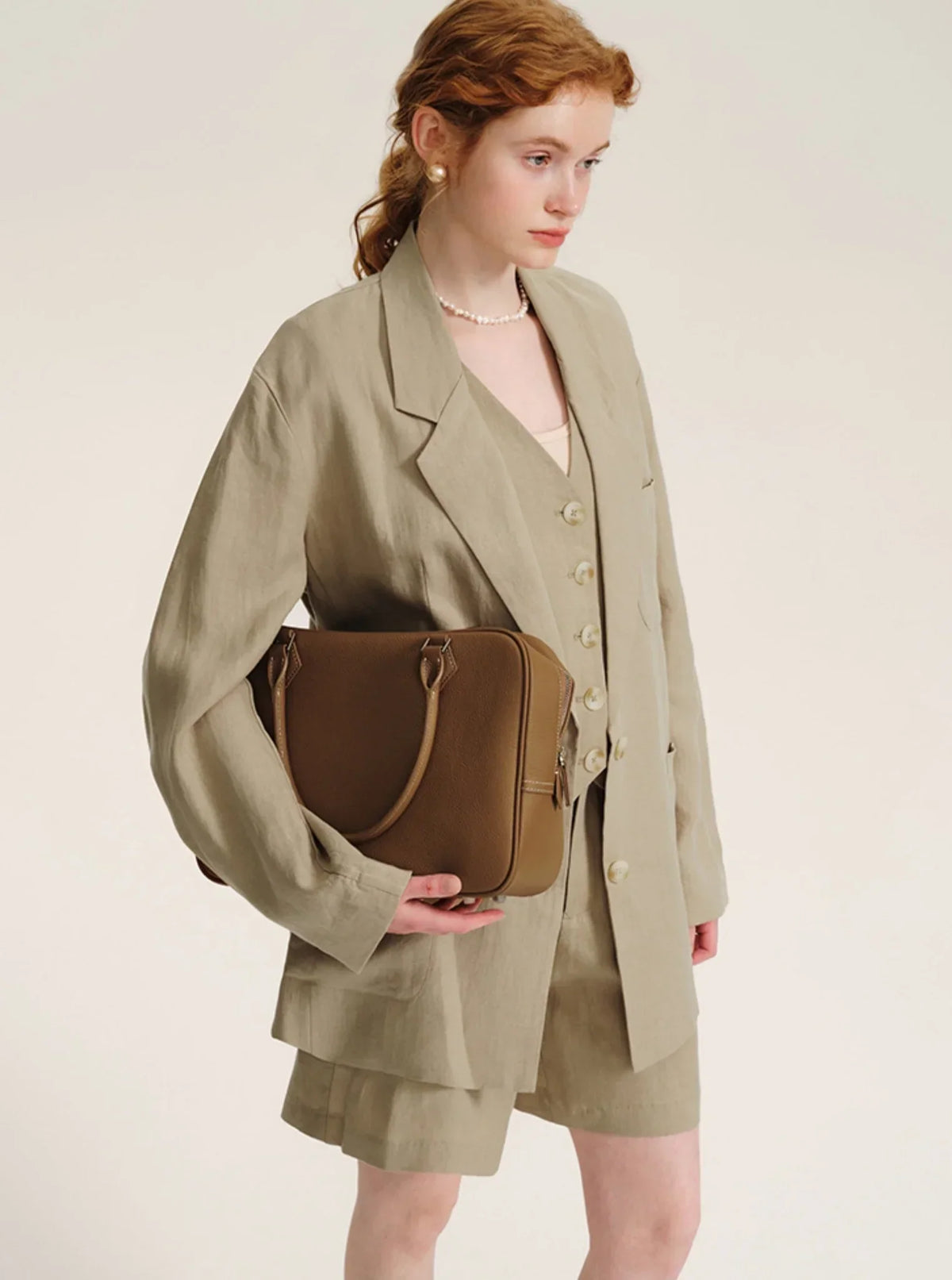 Structured Suit V-Neck Vest Shorts Set-Up