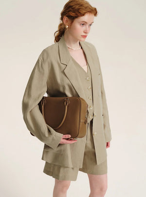 Structured Suit V-Neck Vest Shorts Set-Up