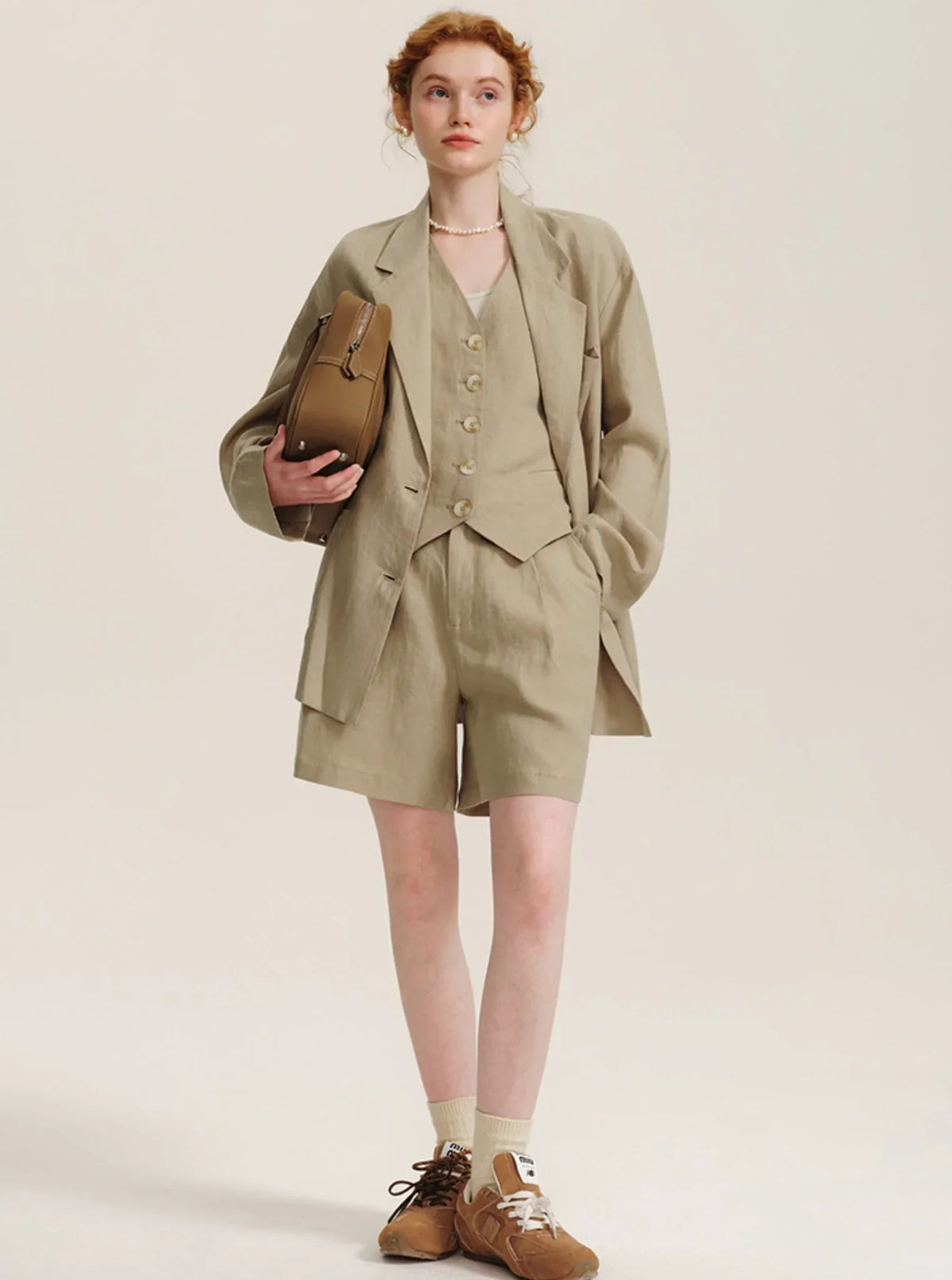 Structured Suit V-Neck Vest Shorts Set-Up