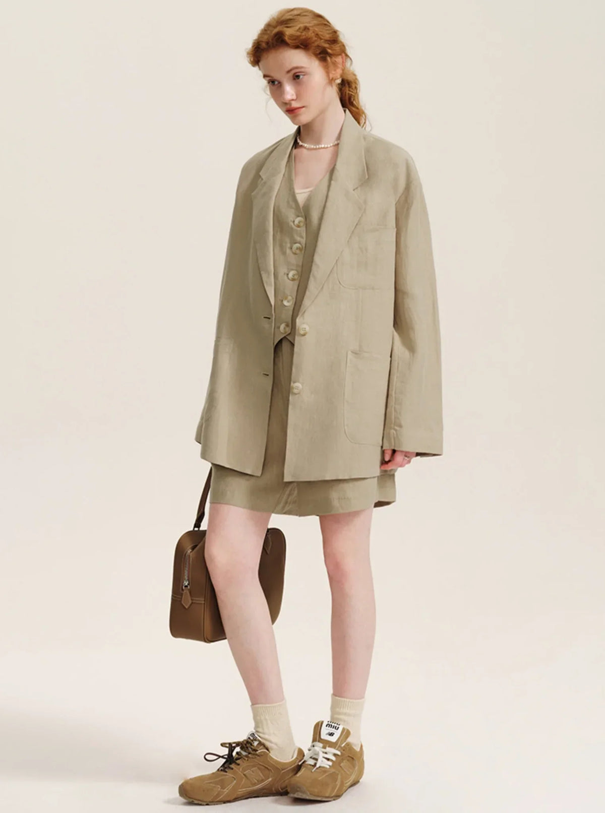 Structured Suit V-Neck Vest Shorts Set-Up
