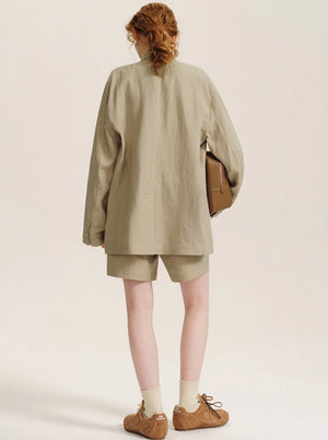 Structured Suit V-Neck Vest Shorts Set-Up