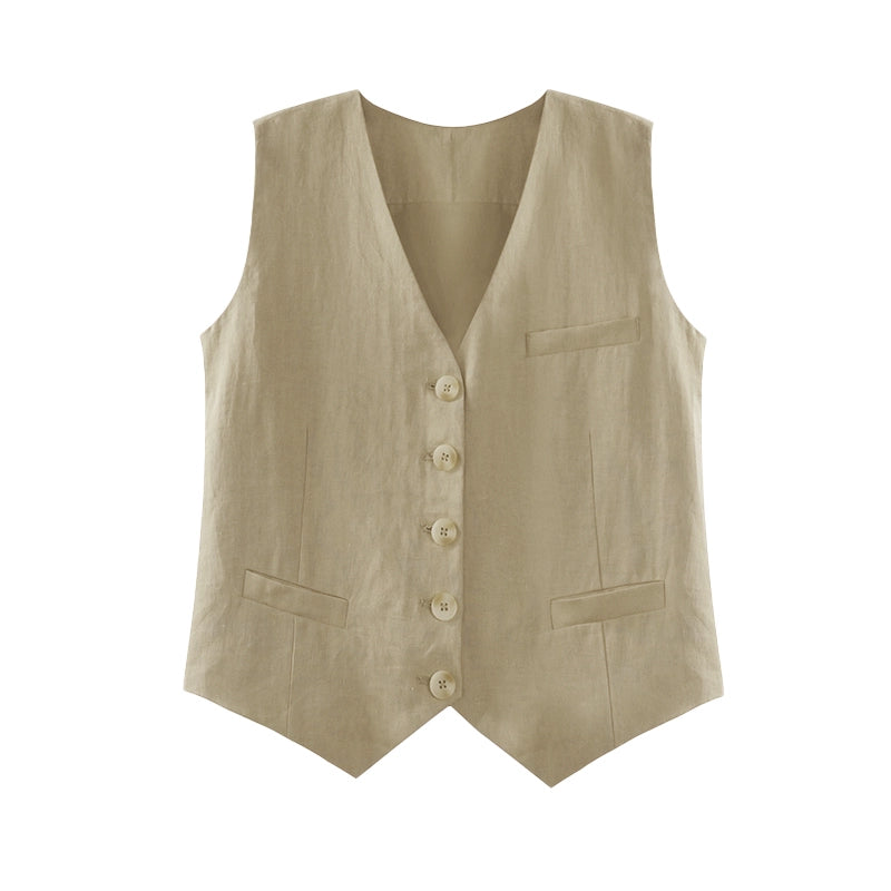 Structured Suit V-Neck Vest Shorts Set-Up
