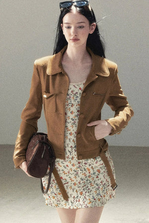 Style PU Suede Short Jacket