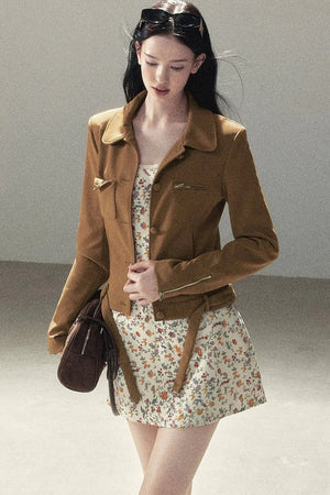 Style PU Suede Short Jacket
