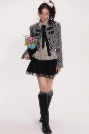 Suede Flower Bud Puffy Skirt