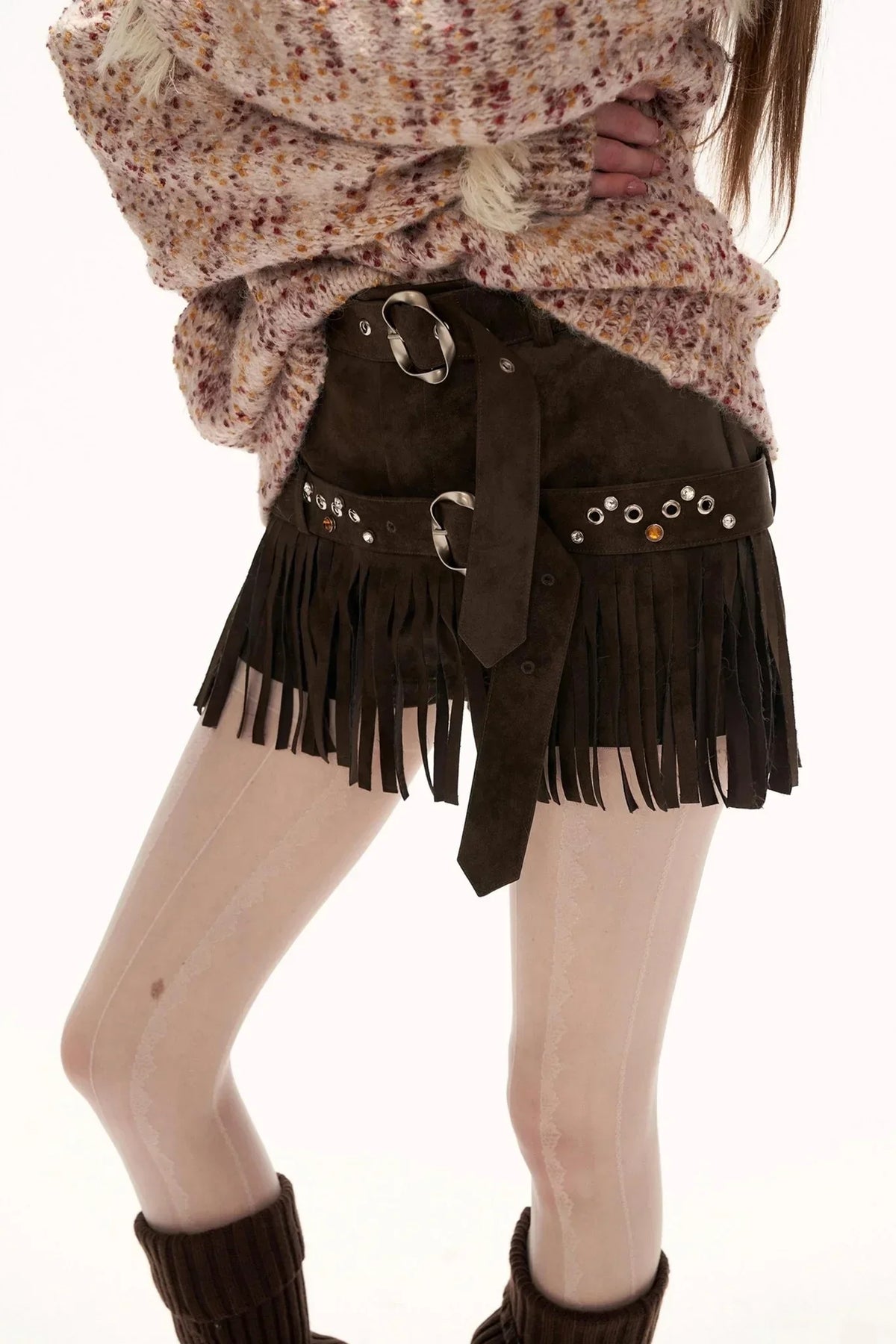 Suede Fringe Tassel Shorts