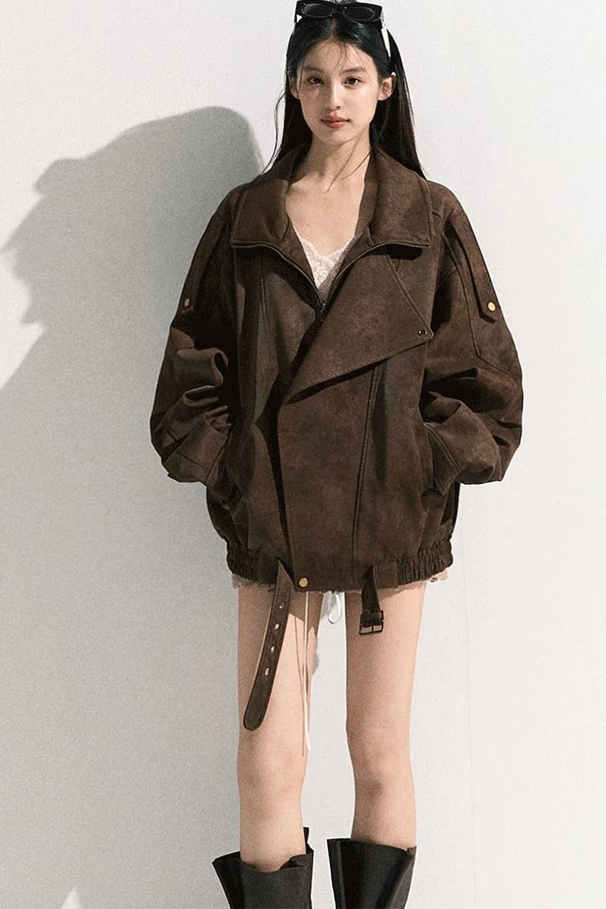 Suede Texture Leather Jacket