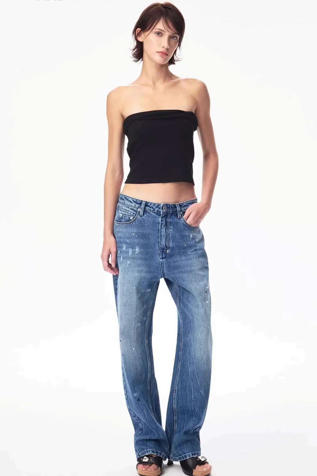 Summer Blue Two-Tone Tube Top