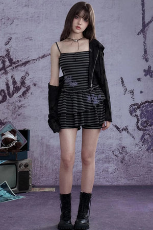 Summer Chic Striped Black 3-piece Dress Set
