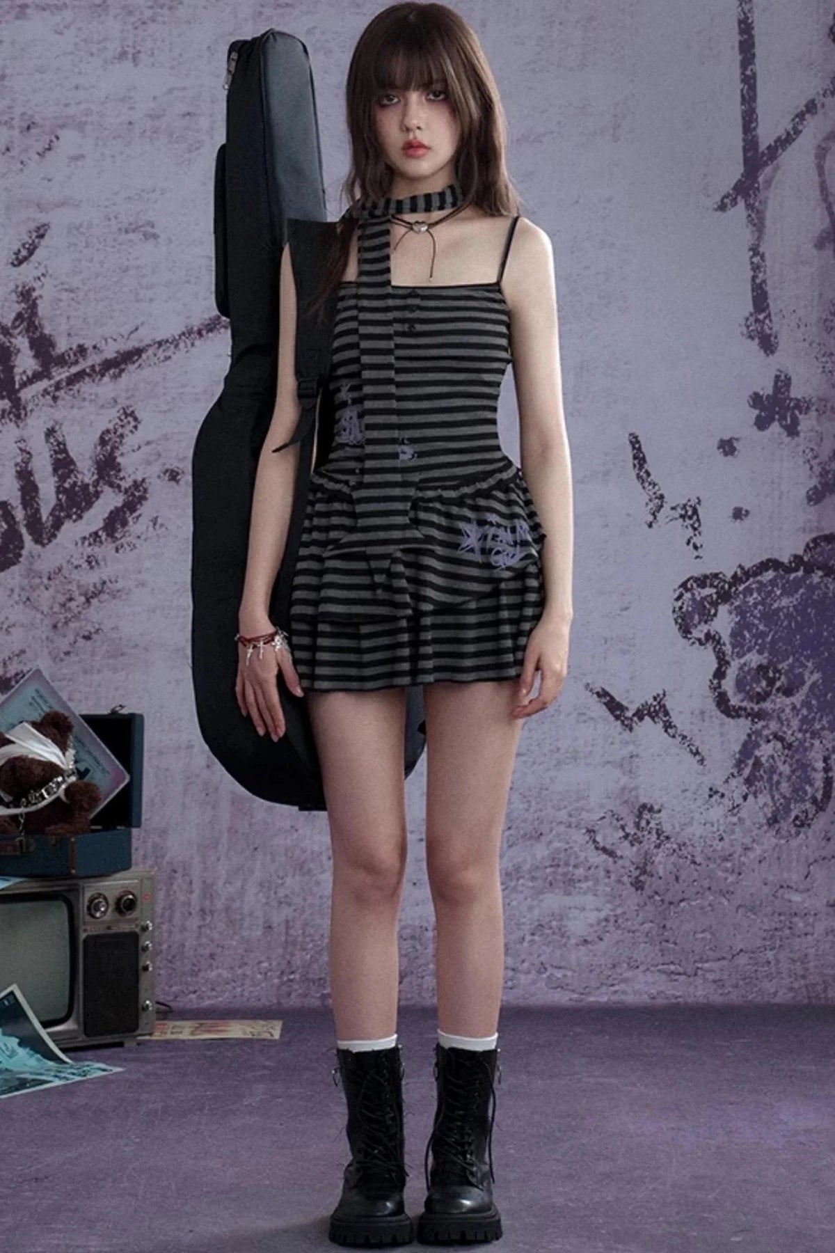 Summer Chic Striped Black 3-piece Dress Set