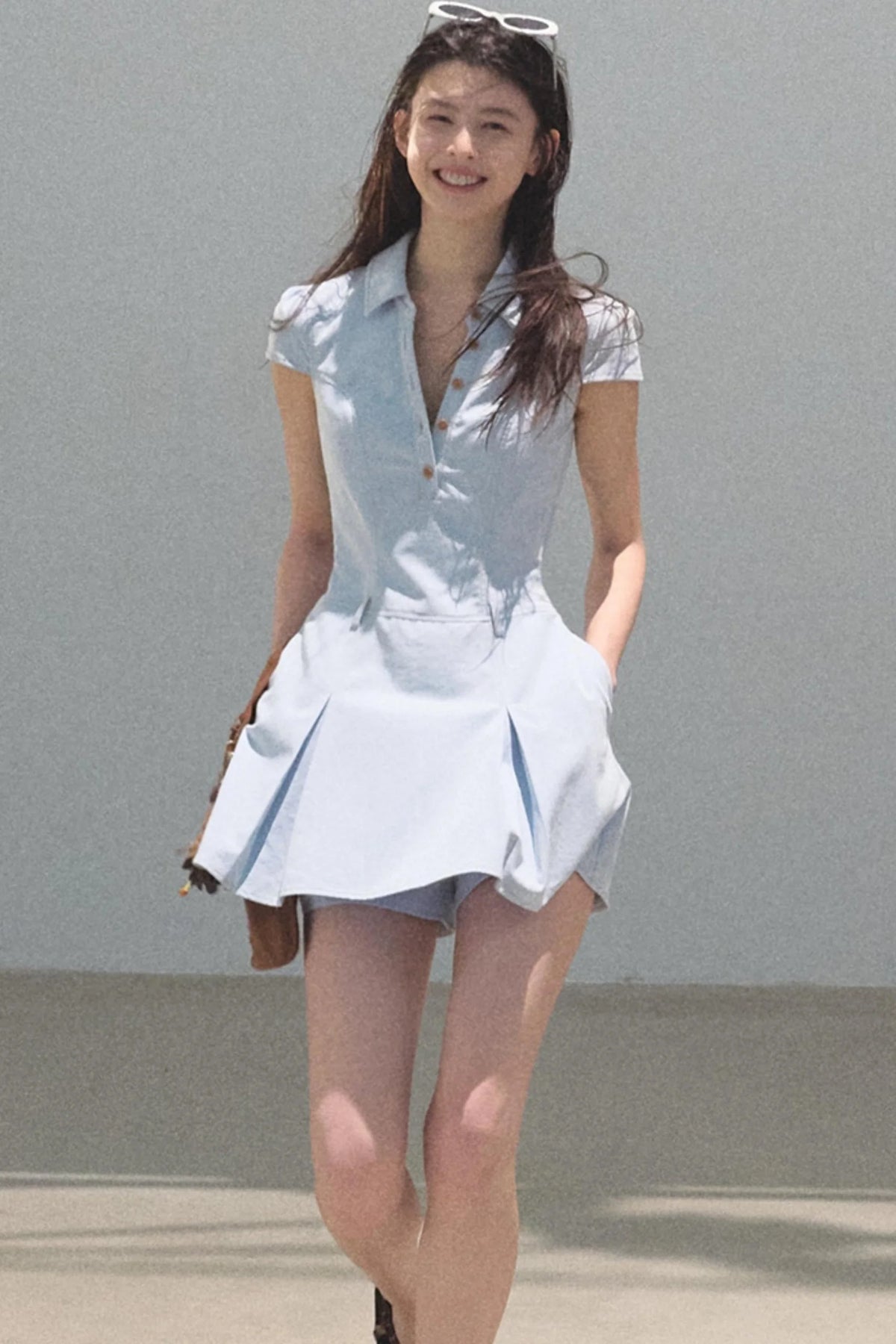 Summer Cicadas Denim V-Neck Waist Dress