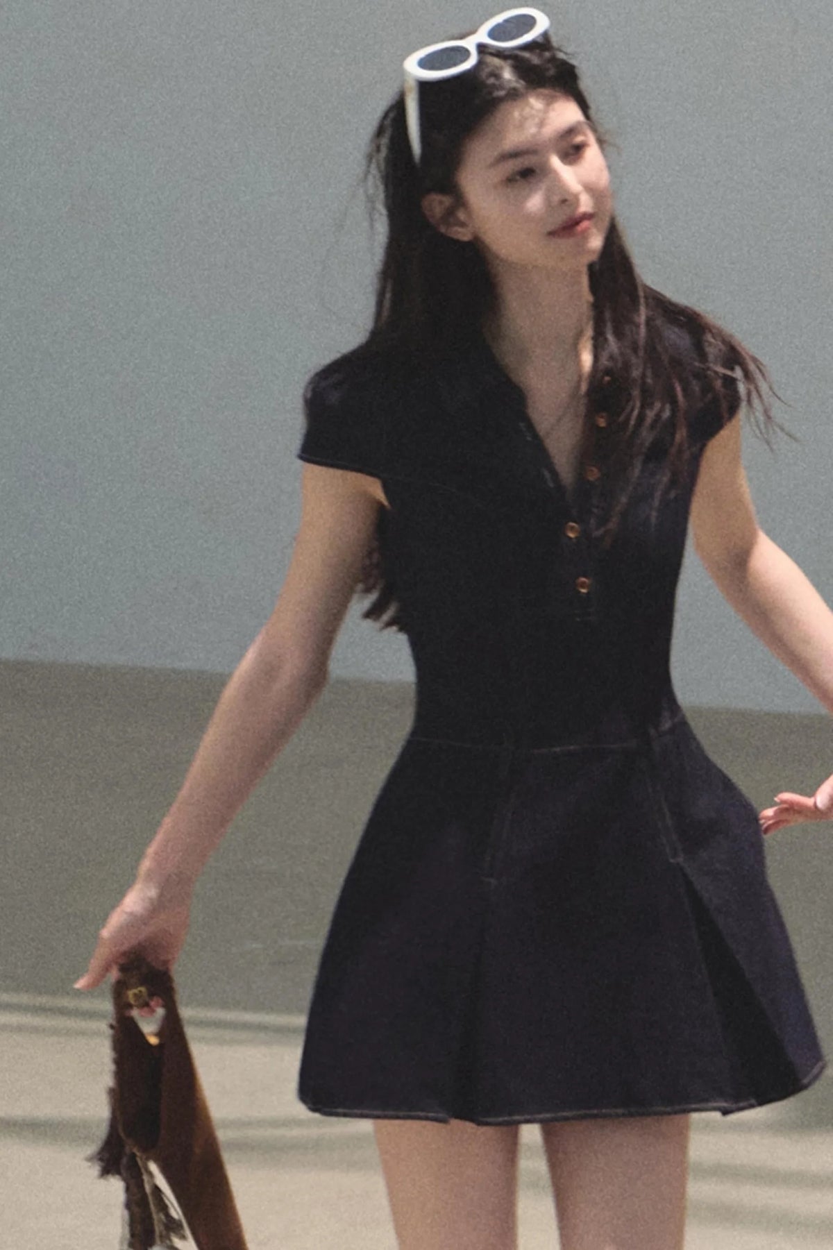 Summer Cicadas Denim V-Neck Waist Dress