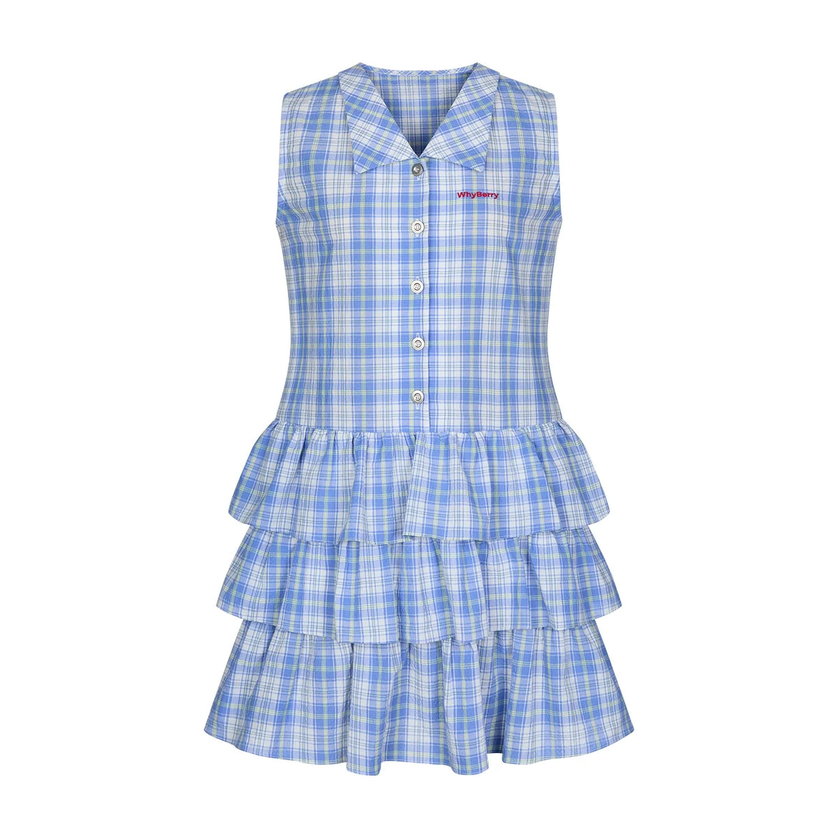 Summer Embroidered Plaid Dress