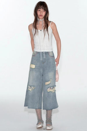 Summer Lace Suspenders Cropped Vest