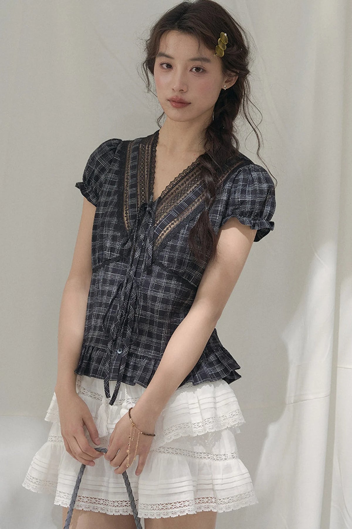 Summer Lace V-Neck Blouse