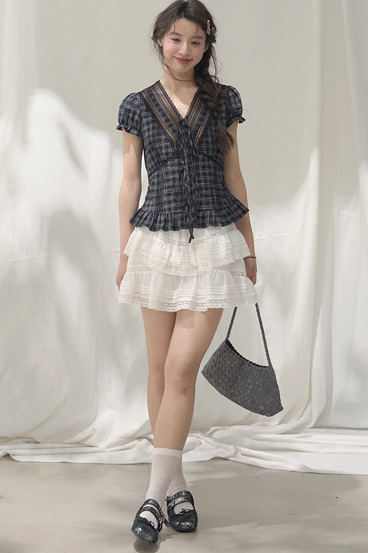 Summer Lace V-Neck Blouse