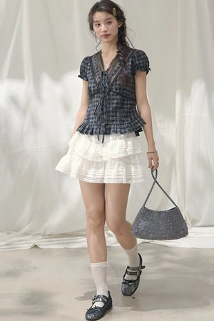 Summer Lace V-Neck Blouse