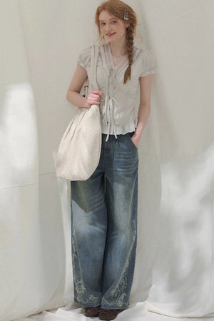 Summer Lace V-Neck Blouse
