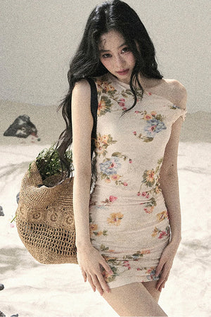 Summer Mesh Floral Fishtail Dress