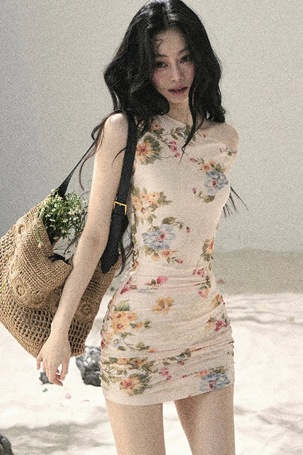 Summer Mesh Floral Fishtail Dress