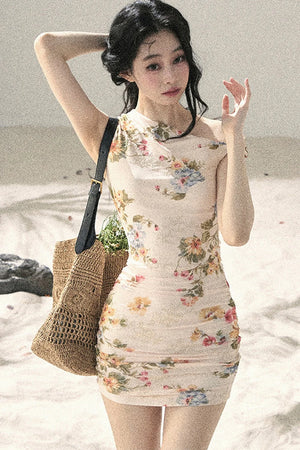 Summer Mesh Floral Fishtail Dress