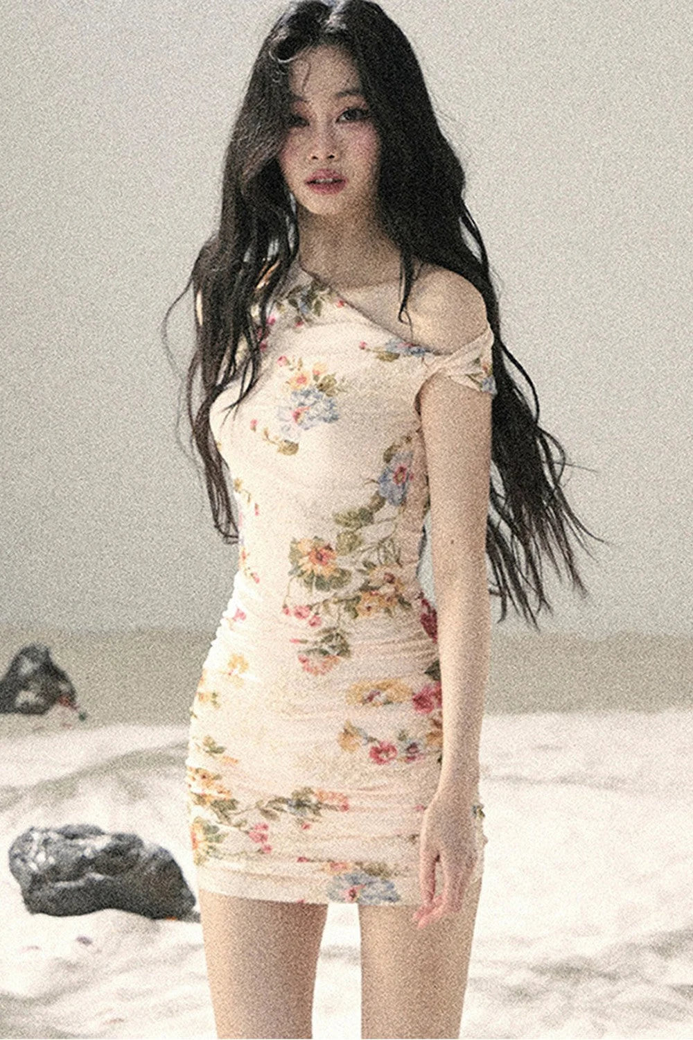 Summer Mesh Floral Fishtail Dress