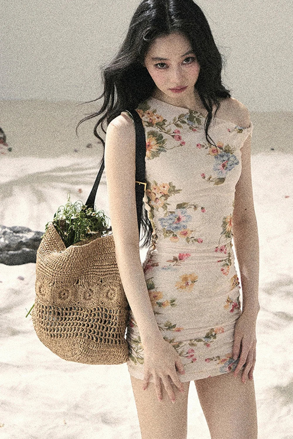Summer Mesh Floral Fishtail Dress