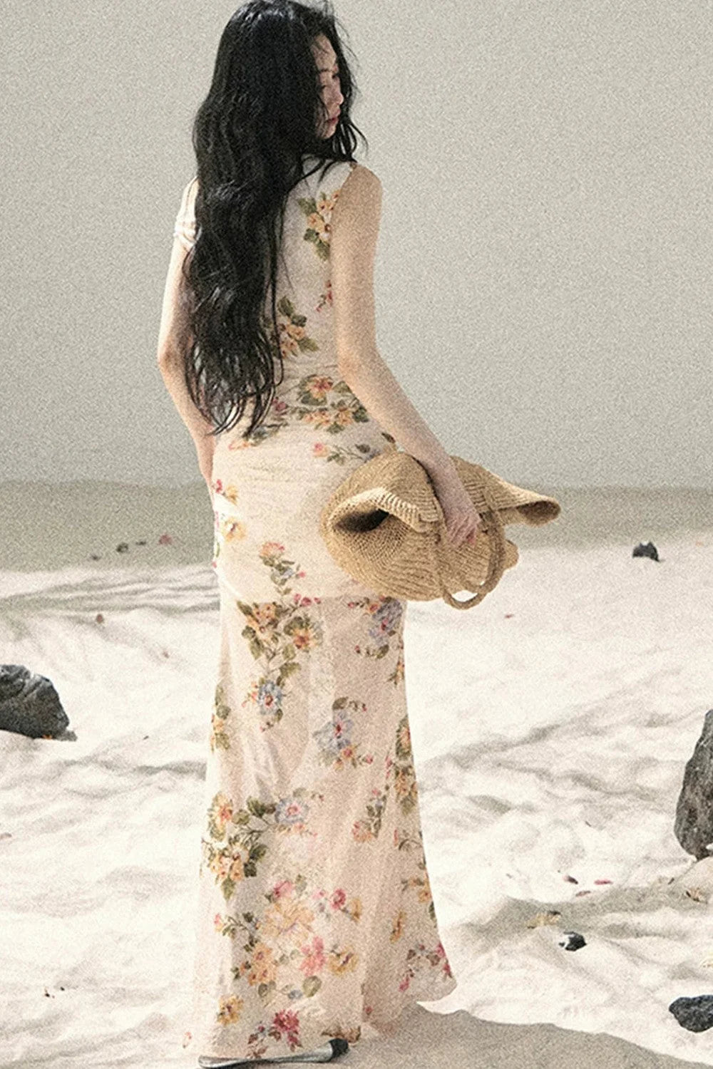 Summer Mesh Floral Fishtail Dress