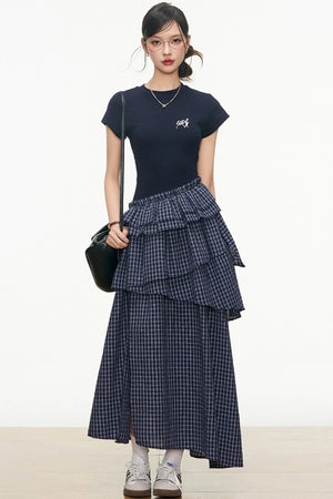 Summer Navy Plaid Dress