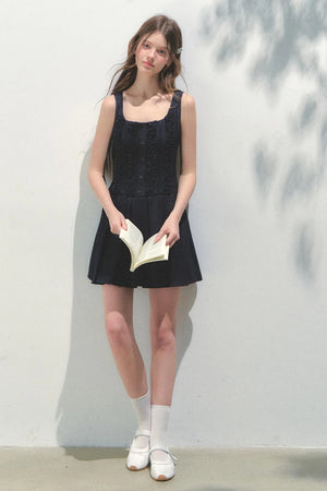 Summer Navy Pleated Dress