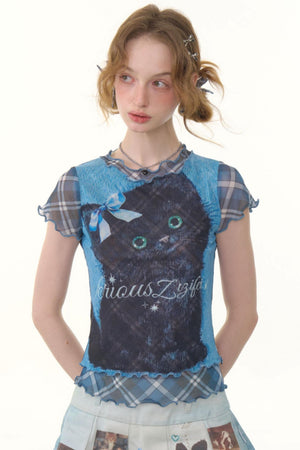Summer Plaid Mesh Tee