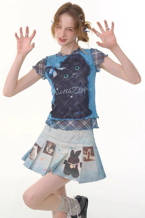 Summer Plaid Mesh Tee