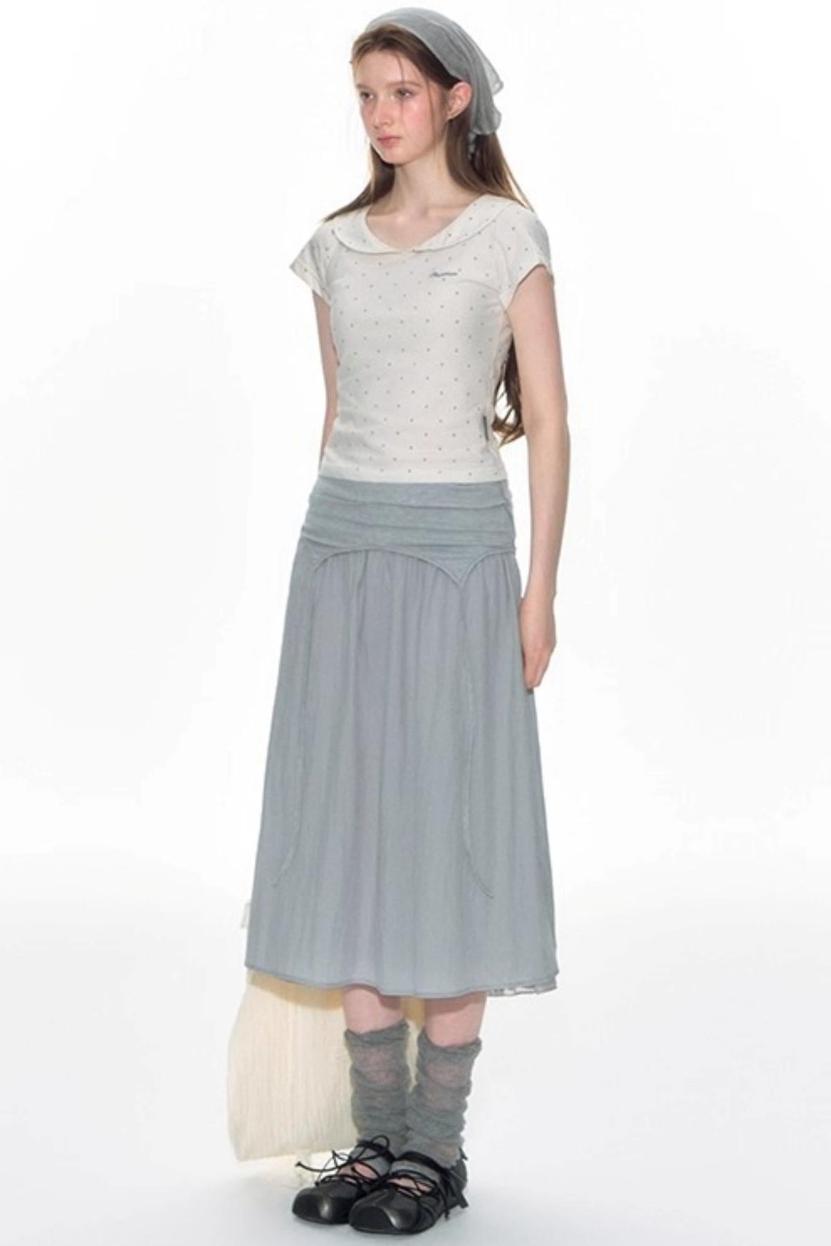 Summer Polka Dot Doll Neck Tee
