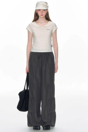 Summer Polka Dot Doll Neck Tee