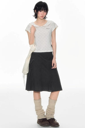 Summer Polka Dot Doll Neck Tee